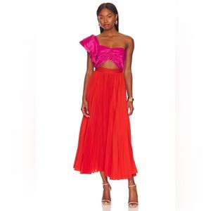 Amur Cleopatra Pleated Dress Scarlet Orange Pink Lemonade